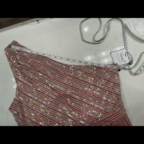 Laundry By Shelli Segal Pink and Gold Asymmetrical Dress - Picture 9 of 16